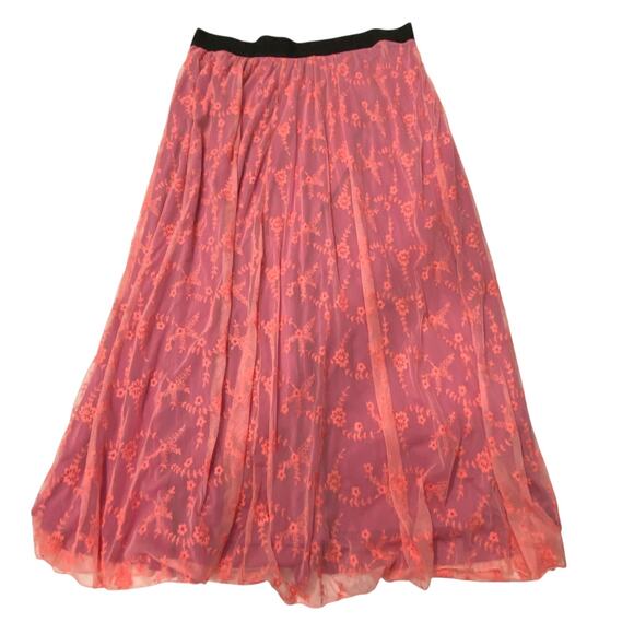 Lularoe Long  Floral Lace Embroidered Lucy Flared Skirt 3XL New with tag - Picture 1 of 7